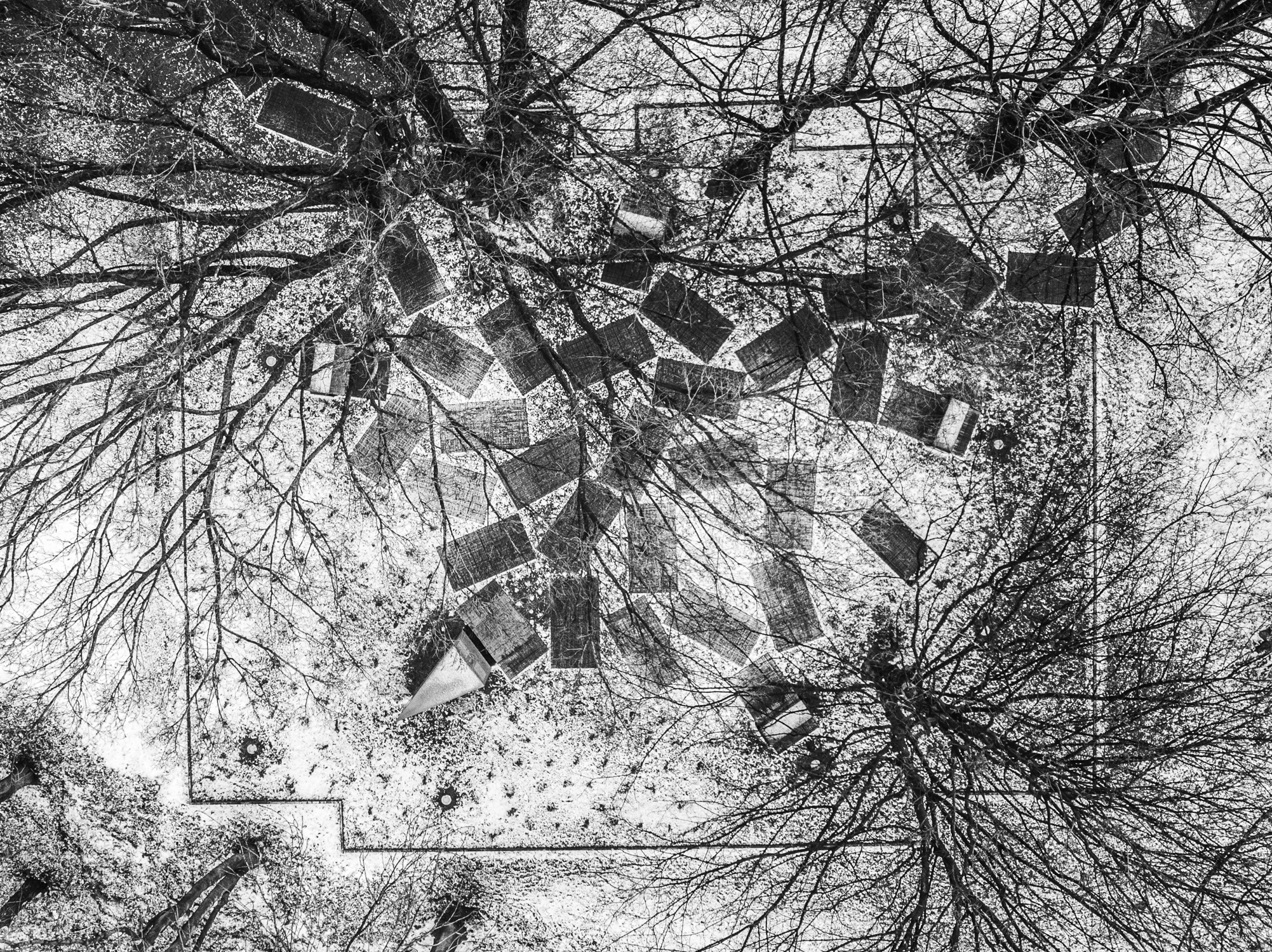 Lotnicze ujęcie Parku Pamięci w Oświęcimiu