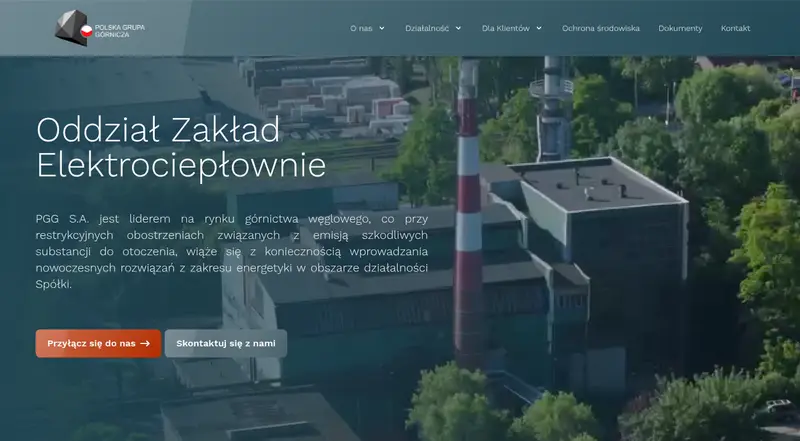 Elektrociepłownie PGG: zrzut strony głównej