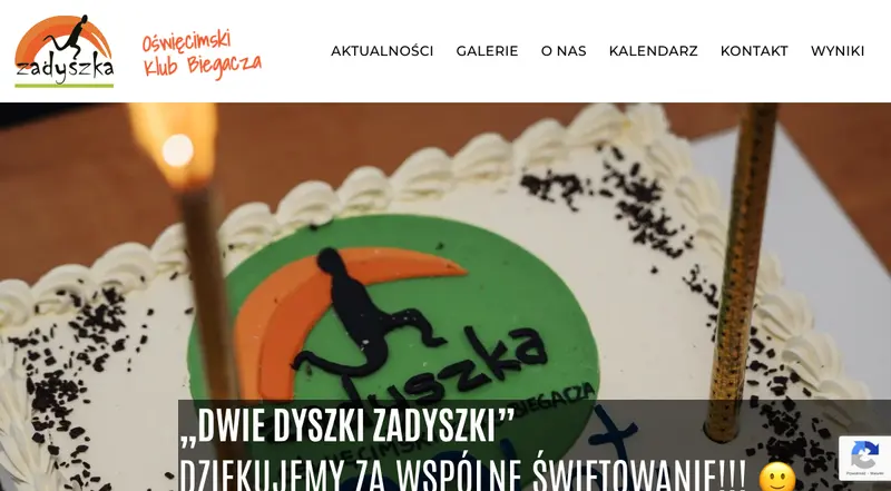 Klub Biegacza Zadyszka: zrzut strony głównej